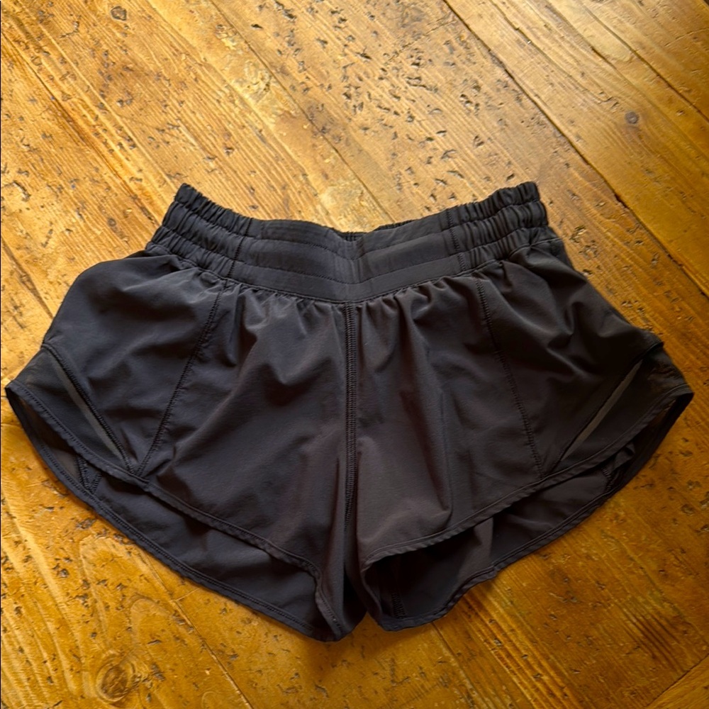 Black lululemon Hotty Hot Low-Rise Lined Short